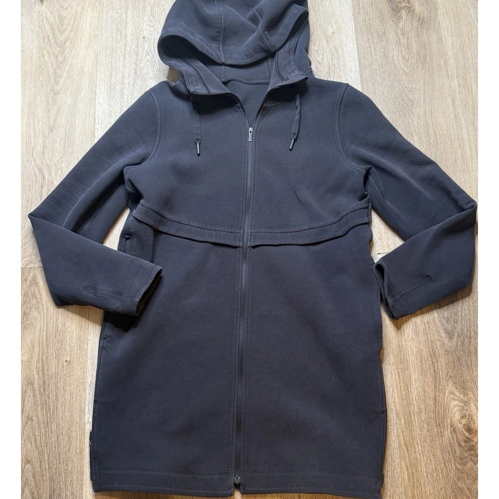 Lululemon Womens Long Horizons Hoodie Jacket Full Zip Black Cotton Blend Size M